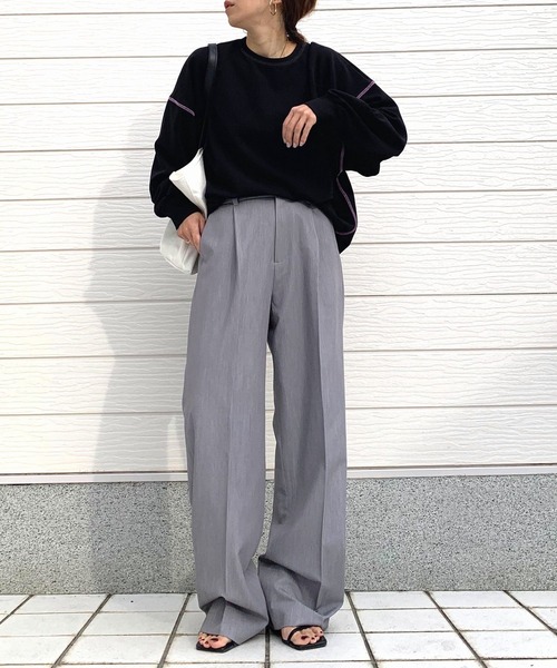 Q（キュー）の「ジョーゼットジャージートップス（Tシャツ/カットソー・レディース・ラベンダー/ホワイト/ブラック・MEDIUM）」の19枚目の写真