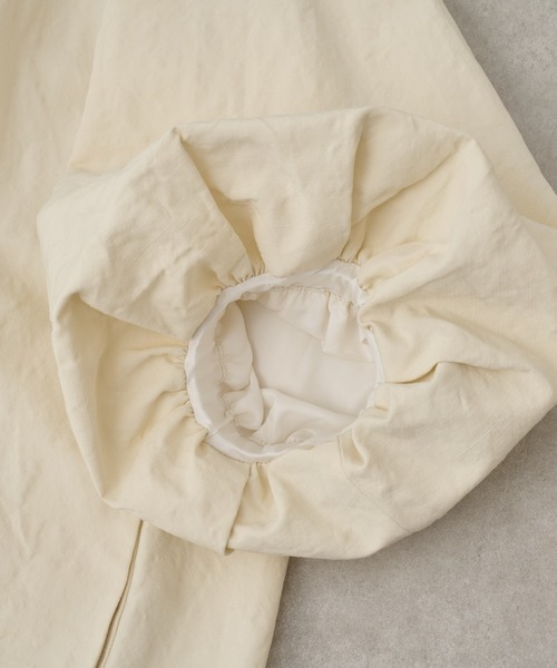 BEARDSLEY（ビアズリー）の「リネンポリバルーン袖コート（ノーカラーコート・レディース・ネイビー/アイボリー・FREE）」の10枚目の写真