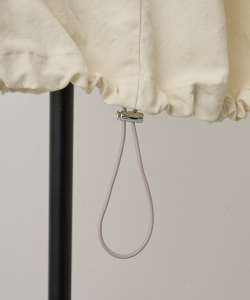 BEARDSLEY（ビアズリー）の「リネンポリバルーン袖コート（ノーカラーコート・レディース・ネイビー/アイボリー・FREE）」の11枚目の写真