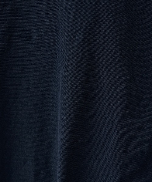 BEARDSLEY（ビアズリー）の「リネンポリバルーン袖コート（ノーカラーコート・レディース・ネイビー/アイボリー・FREE）」の7枚目の写真