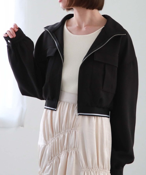 archives（アルシーヴ）の「ZIPブルゾンアウター（ブルゾン・レディース・ブラック/グレイッシュベージュ・MEDIUM）」の5枚目の写真