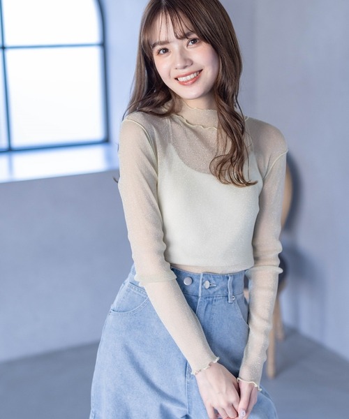 clear（クリア）の「ラメシアートップス≪2024SS新作≫（Tシャツ/カットソー・レディース・ピンクベージュ/サックスブルー/オフホワイト/ライトグレー/ミント・F）」の3枚目の写真