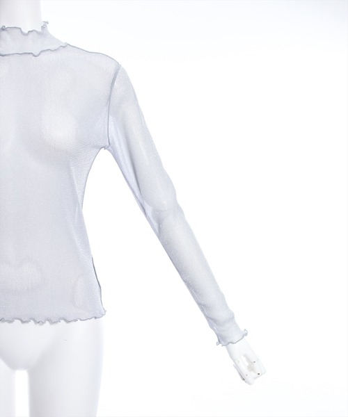 clear（クリア）の「ラメシアートップス≪2024SS新作≫（Tシャツ/カットソー・レディース・ピンクベージュ/サックスブルー/オフホワイト/ライトグレー/ミント・F）」の8枚目の写真