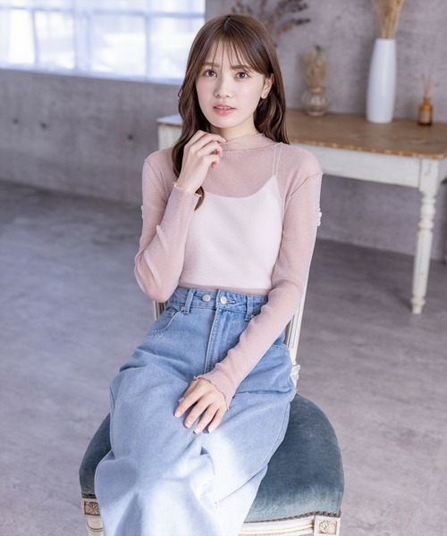 clear（クリア）の「ラメシアートップス≪2024SS新作≫（Tシャツ/カットソー・レディース・ピンクベージュ/サックスブルー/オフホワイト/ライトグレー/ミント・F）」の20枚目の写真