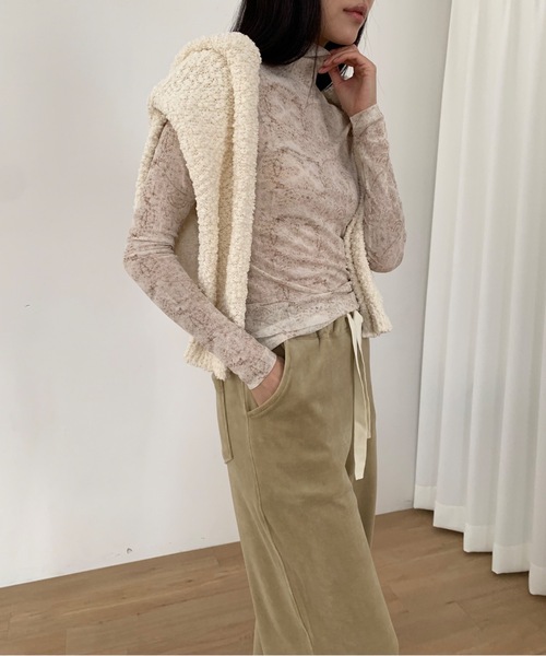 Didot.showroom(ディドット ショールーム)の「レースプリントイシアーハイネックT(Tシャツ/カットソー・レディース・ブラウン/ミント/グレー・FREE)」の8枚目の写真