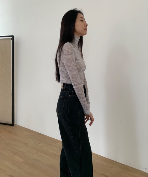Didot.showroom(ディドット ショールーム)の「レースプリントイシアーハイネックT(Tシャツ/カットソー・レディース・ブラウン/ミント/グレー・FREE)」の11枚目の写真