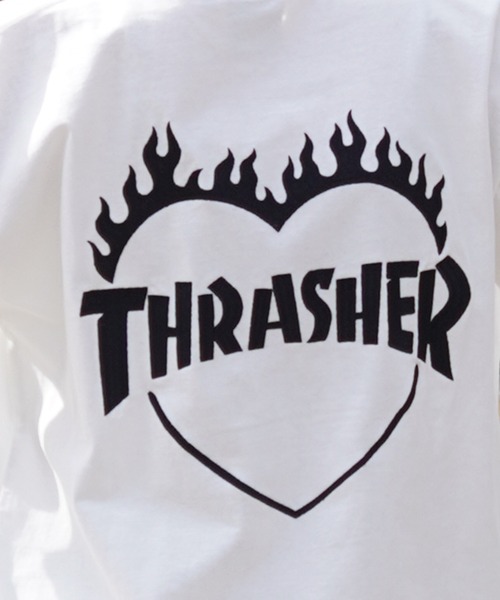 THRASHER（スラッシャー）の「【ムラサキスポーツ限定】THRASHER/スラッシャー 無地Tシャツ バーニングハートロゴ ビックシルエット 刺繍ロゴ ボックスシルエット 男女兼用 THML-24SPZOZO01（Tシャツ/カットソー・レディース・ブラック/ホワイト・M/L/XL）」の14枚目の写真