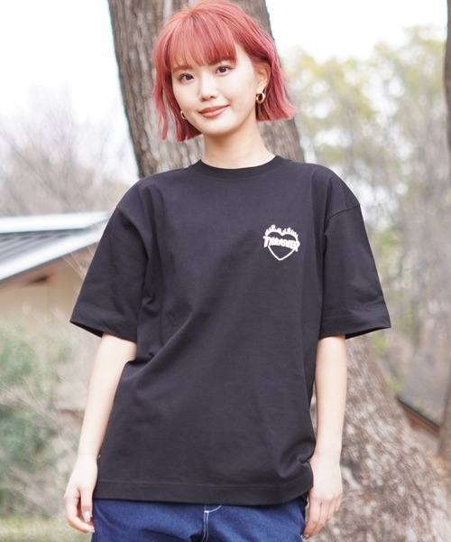 THRASHER（スラッシャー）の「【ムラサキスポーツ限定】THRASHER/スラッシャー 無地Tシャツ バーニングハートロゴ ビックシルエット 刺繍ロゴ ボックスシルエット 男女兼用 THML-24SPZOZO01（Tシャツ/カットソー・レディース・ブラック/ホワイト・M/L/XL）」の16枚目の写真