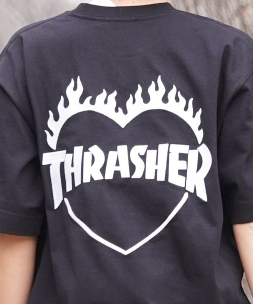 THRASHER（スラッシャー）の「【ムラサキスポーツ限定】THRASHER/スラッシャー 無地Tシャツ バーニングハートロゴ ビックシルエット 刺繍ロゴ ボックスシルエット 男女兼用 THML-24SPZOZO01（Tシャツ/カットソー・レディース・ブラック/ホワイト・M/L/XL）」の8枚目の写真