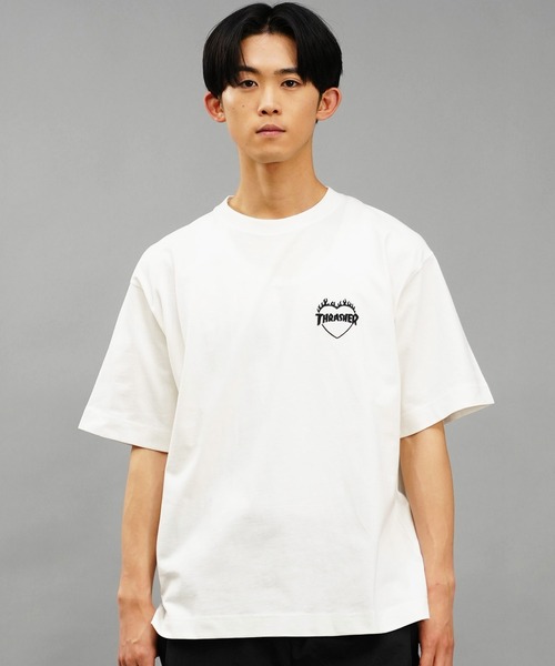 THRASHER（スラッシャー）の「【ムラサキスポーツ限定】THRASHER/スラッシャー 無地Tシャツ バーニングハートロゴ ビックシルエット 刺繍ロゴ ボックスシルエット 男女兼用 THML-24SPZOZO01（Tシャツ/カットソー・レディース・ブラック/ホワイト・M/L/XL）」の19枚目の写真