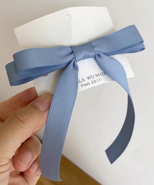 SHEPP（シープ）の「サテン リボンヘアピン（ヘアピン・レディース・サックスブルー/ブラック/アイボリー/レッド/ピンク・F）」の4枚目の写真