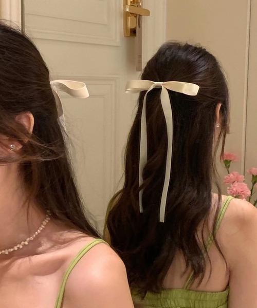 SHEPP（シープ）の「サテン リボンヘアピン（ヘアピン・レディース・サックスブルー/ブラック/アイボリー/レッド/ピンク・F）」の7枚目の写真