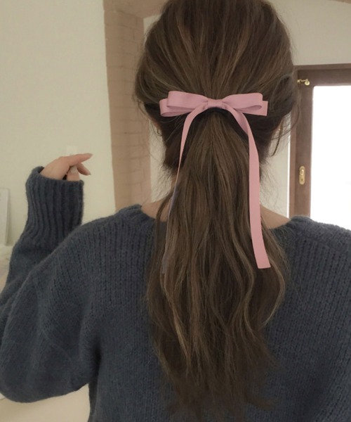 SHEPP（シープ）の「サテン リボンヘアピン（ヘアピン・レディース・サックスブルー/ブラック/アイボリー/レッド/ピンク・F）」の9枚目の写真