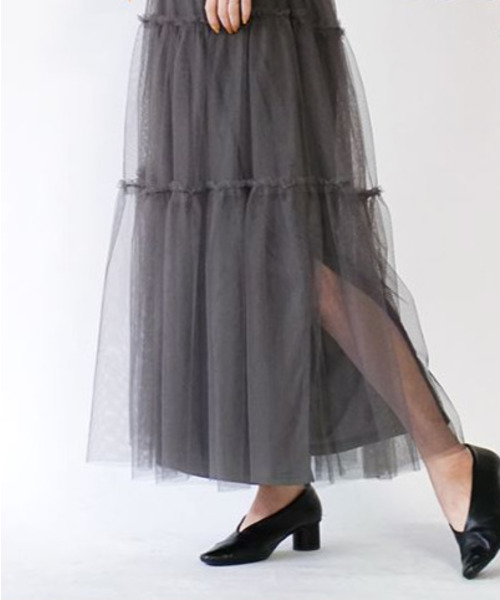 e-zakkamania stores（イーザッカマニアストアーズ）の「チュールスカート［ペチコート付き］（スカート・レディース・チャコールグレー/ブラック/ネイビー・フリー）」の7枚目の写真