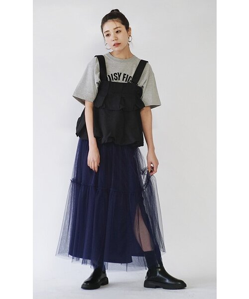 e-zakkamania stores（イーザッカマニアストアーズ）の「チュールスカート［ペチコート付き］（スカート・レディース・チャコールグレー/ブラック/ネイビー・フリー）」の14枚目の写真