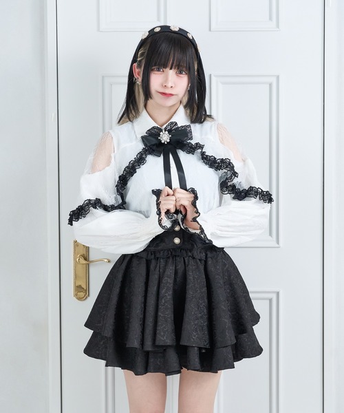 Pal elfy(パルエルフィー)の「ボレロ風レースブラウス(シャツ/ブラウス・レディース・ブラック/ブルー/オフホワイト・フリー)」の1枚目の写真