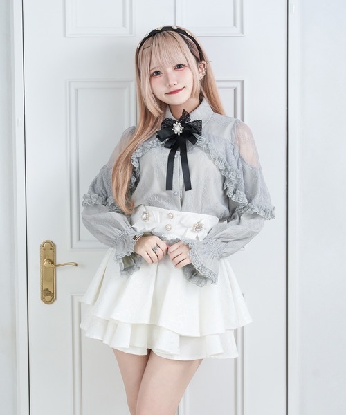 Pal elfy(パルエルフィー)の「ボレロ風レースブラウス(シャツ/ブラウス・レディース・ブラック/ブルー/オフホワイト・フリー)」の3枚目の写真