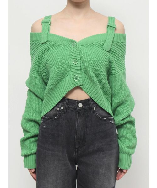 EMODA（エモダ）の「リフォメーションニットカーディガン（ニット/セーター・レディース・ブルー/ブラック/グリーン/ベージュ・FREE）」の3枚目の写真