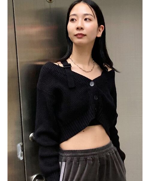 EMODA（エモダ）の「リフォメーションニットカーディガン（ニット/セーター・レディース・ブルー/ブラック/グリーン/ベージュ・FREE）」の2枚目の写真