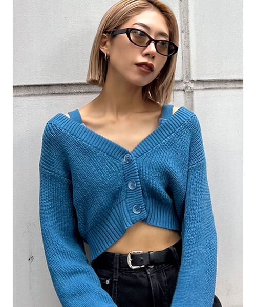 EMODA（エモダ）の「リフォメーションニットカーディガン（ニット/セーター・レディース・ブルー/ブラック/グリーン/ベージュ・FREE）」の13枚目の写真