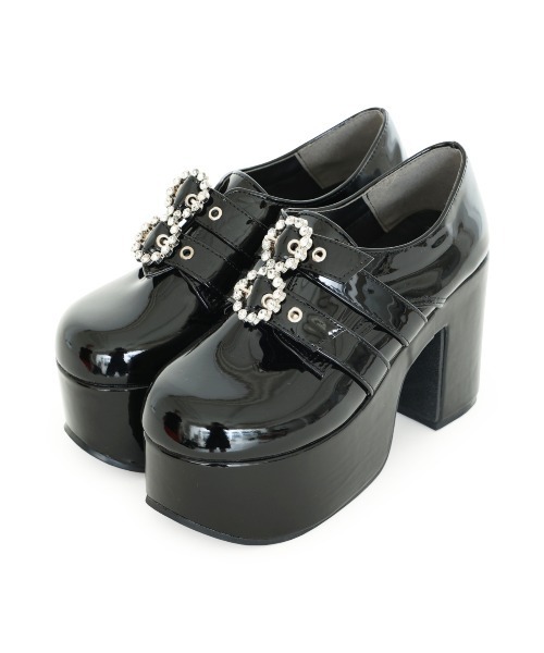 DEMETER(デメテル)の「厚底太ヒール ビジューバックルベルト ローファーパンプス(ローファー・レディース・ブラック・S/M/L/LL)」の19枚目の写真