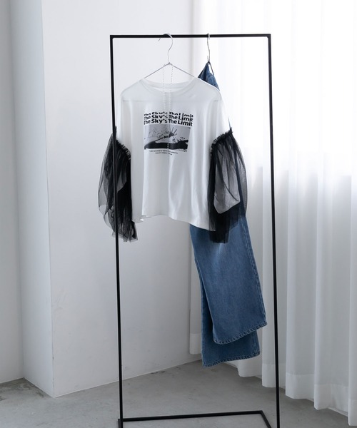 bohmal(ボマール)の「デザインプリントチュールスリーブTシャツ(Tシャツ/カットソー・レディース・ホワイト/ブラック・FREE)」の16枚目の写真