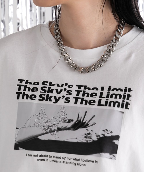 bohmal(ボマール)の「デザインプリントチュールスリーブTシャツ(Tシャツ/カットソー・レディース・ホワイト/ブラック・FREE)」の10枚目の写真