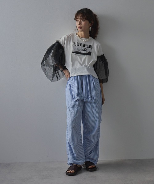 bohmal(ボマール)の「デザインプリントチュールスリーブTシャツ(Tシャツ/カットソー・レディース・ホワイト/ブラック・FREE)」の20枚目の写真