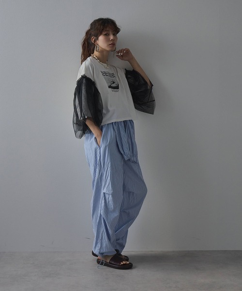 bohmal(ボマール)の「デザインプリントチュールスリーブTシャツ(Tシャツ/カットソー・レディース・ホワイト/ブラック・FREE)」の21枚目の写真