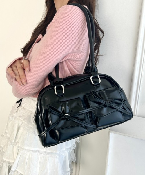 Loueme（ルエム）の「ダブルポケットリボンショルダーバッグ（ショルダーバッグ・レディース・レッド/アイボリー/ブラック/シルバー/ピンク・FREE）」の19枚目の写真