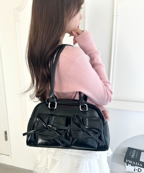 Loueme（ルエム）の「ダブルポケットリボンショルダーバッグ（ショルダーバッグ・レディース・レッド/アイボリー/ブラック/シルバー/ピンク・FREE）」の20枚目の写真