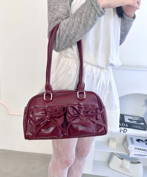 Loueme（ルエム）の「ダブルポケットリボンショルダーバッグ（ショルダーバッグ・レディース・レッド/アイボリー/ブラック/シルバー/ピンク・FREE）」の13枚目の写真