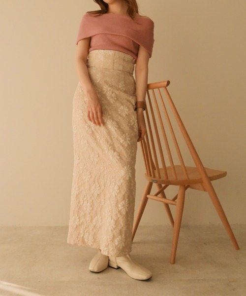 mideal(マイディール)の「offshoulder rib knit / オフショルダーリブニット(ニット/セーター・レディース・グリーン/ピンク・FREE)」の7枚目の写真