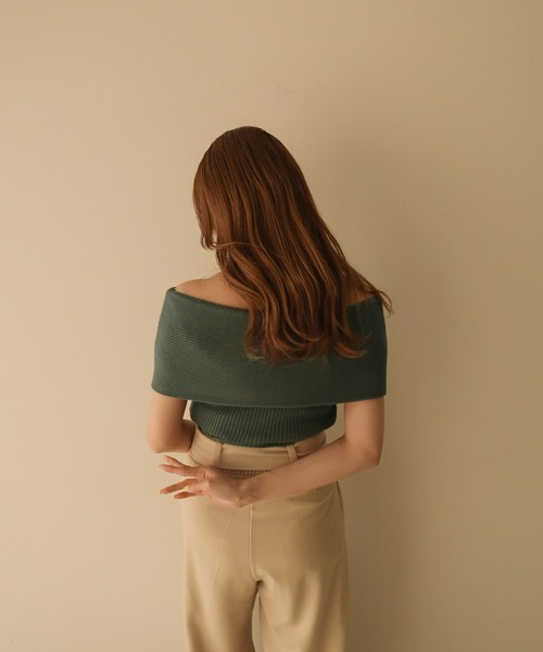 463ｙ*新品 アルページュストーリー オフショルダー リブ ニット セール】offshoulder rib knit / オフショルダーリブニット