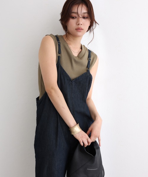 ElegChic(エレグシック)の「ゆったりワイドキャミ オールインワン デニム(つなぎ/オールインワン・レディース・ネイビー/ブルー/ネイビー系・M/XL/4L)」の22枚目の写真
