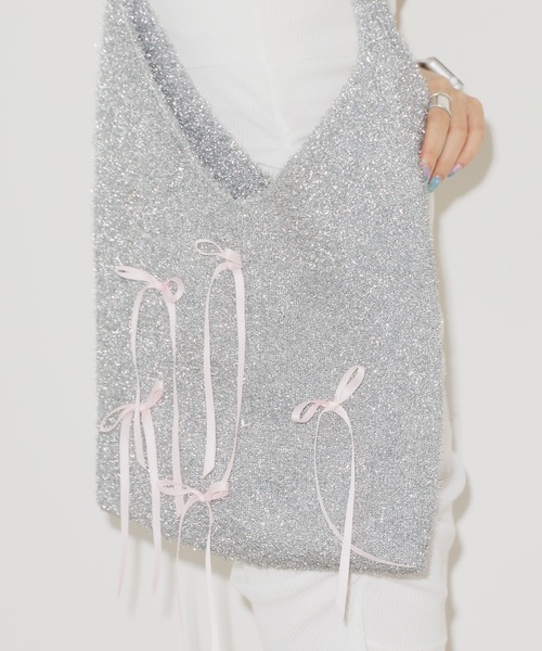 Chick（チック）の「リボン付きラメショルダーバック（トートバッグ・レディース・シルバー・FREE）」の13枚目の写真