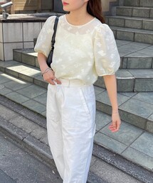 fredy emue | シアージャガード5分袖ブラウス(シャツ/ブラウス)