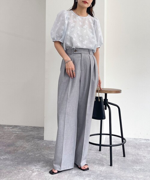 fredy emue（フレディエミュ）の「シアージャガード5分袖ブラウス（シャツ/ブラウス・レディース・グレー/サックスブルー/アイボリー・38）」の10枚目の写真