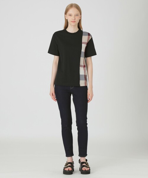 ブルーレーベルクレストブリッジ　チェック柄　襟カットソー　40 ブルーレーベルクレストブリッジ チェック柄 襟カットソー 40