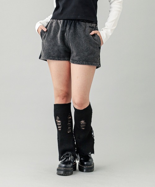 X-girl（エックスガール）の「SWEAT SHORT PANTS（スウェットパンツ・レディース・ブラック/ブラウン/バーガンディー・S/M）」の2枚目の写真