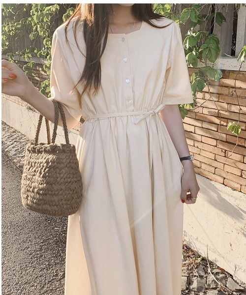 Jayro(ジャイロ)の「ウエストリボンスクエアネックワンピース(ワンピース・レディース・ライトグリーン/サックスブルー/ネイビー/ベージュ・FREE)」の5枚目の写真