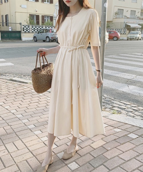 Jayro(ジャイロ)の「ウエストリボンスクエアネックワンピース(ワンピース・レディース・ライトグリーン/サックスブルー/ネイビー/ベージュ・FREE)」の8枚目の写真