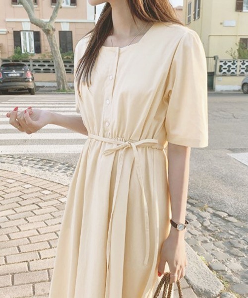 Jayro(ジャイロ)の「ウエストリボンスクエアネックワンピース(ワンピース・レディース・ライトグリーン/サックスブルー/ネイビー/ベージュ・FREE)」の7枚目の写真