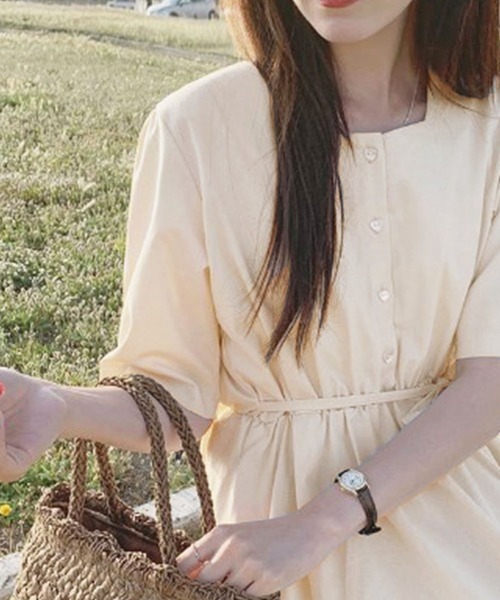 Jayro(ジャイロ)の「ウエストリボンスクエアネックワンピース(ワンピース・レディース・ライトグリーン/サックスブルー/ネイビー/ベージュ・FREE)」の10枚目の写真