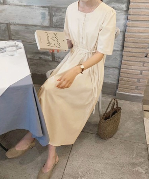 Jayro(ジャイロ)の「ウエストリボンスクエアネックワンピース(ワンピース・レディース・ライトグリーン/サックスブルー/ネイビー/ベージュ・FREE)」の11枚目の写真