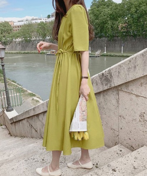 Jayro(ジャイロ)の「ウエストリボンスクエアネックワンピース(ワンピース・レディース・ライトグリーン/サックスブルー/ネイビー/ベージュ・FREE)」の16枚目の写真