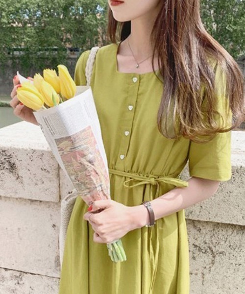 Jayro(ジャイロ)の「ウエストリボンスクエアネックワンピース(ワンピース・レディース・ライトグリーン/サックスブルー/ネイビー/ベージュ・FREE)」の22枚目の写真