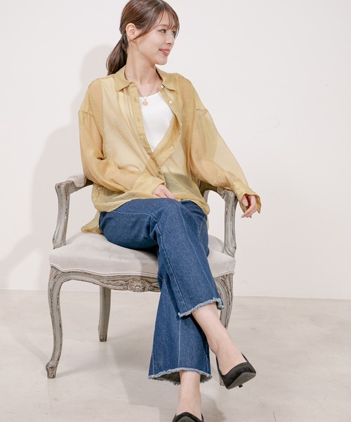 Jayro(ジャイロ)の「シアーブラウス(シャツ/ブラウス・レディース・キャメル/イエロー/ピンク・M)」の20枚目の写真