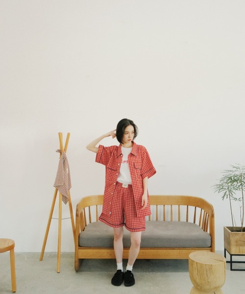 common gull products.(コモンガルプロダクツ)の「おやすみと行ってきますのシャツ、夏(シャツ/ブラウス・レディース・ライトブルー/レッド・MEDIUM/LARGE)」の12枚目の写真