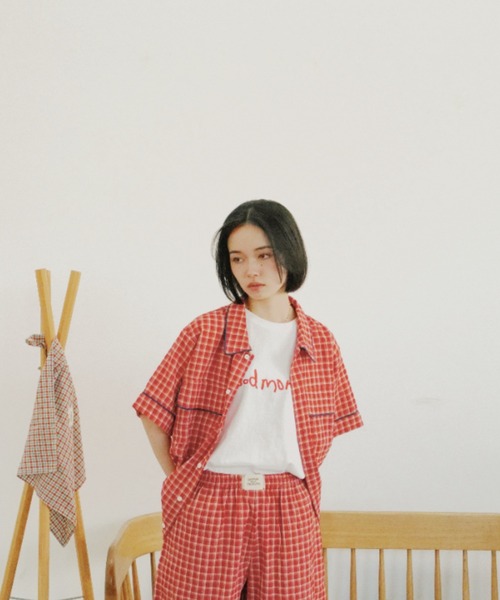 common gull products.(コモンガルプロダクツ)の「おやすみと行ってきますのシャツ、夏(シャツ/ブラウス・レディース・ライトブルー/レッド・MEDIUM/LARGE)」の15枚目の写真